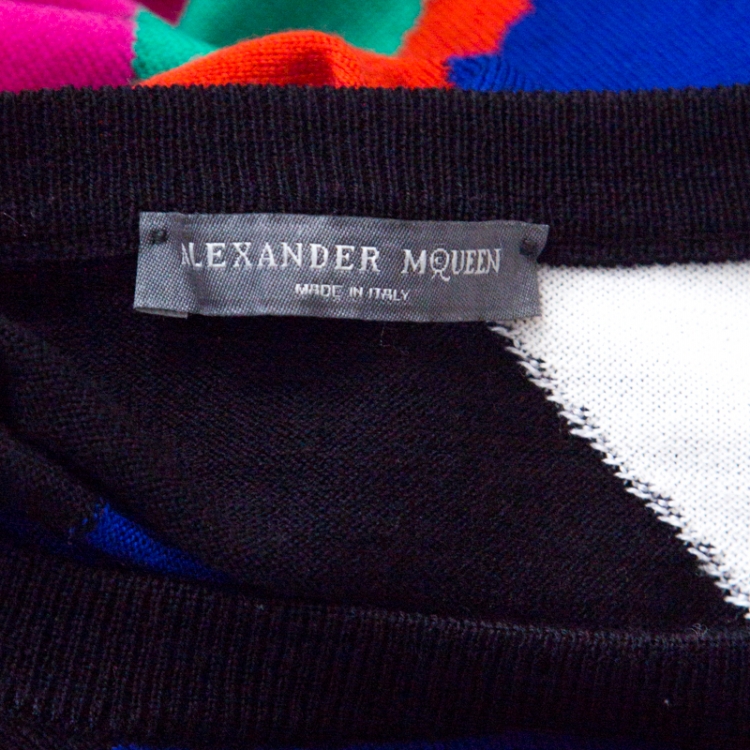مملوكة مسبقًا Alexander McQueen Multicolor Wool Heart Print Sweater M