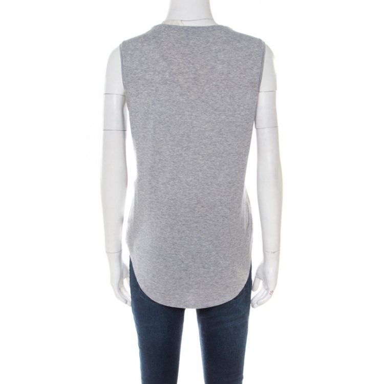 Pre Owned Alexander McQueen Grey Skeleton Printed Cotton Jersey Tank Top S