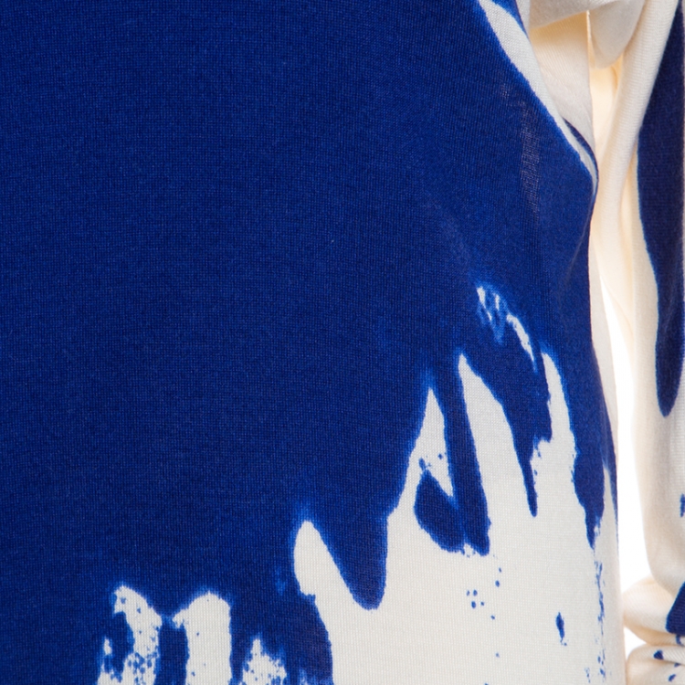 مملوكة مسبقًا Alexander McQueen Abstract Print Cashmere Silk Asymmetric Sweater Dress S