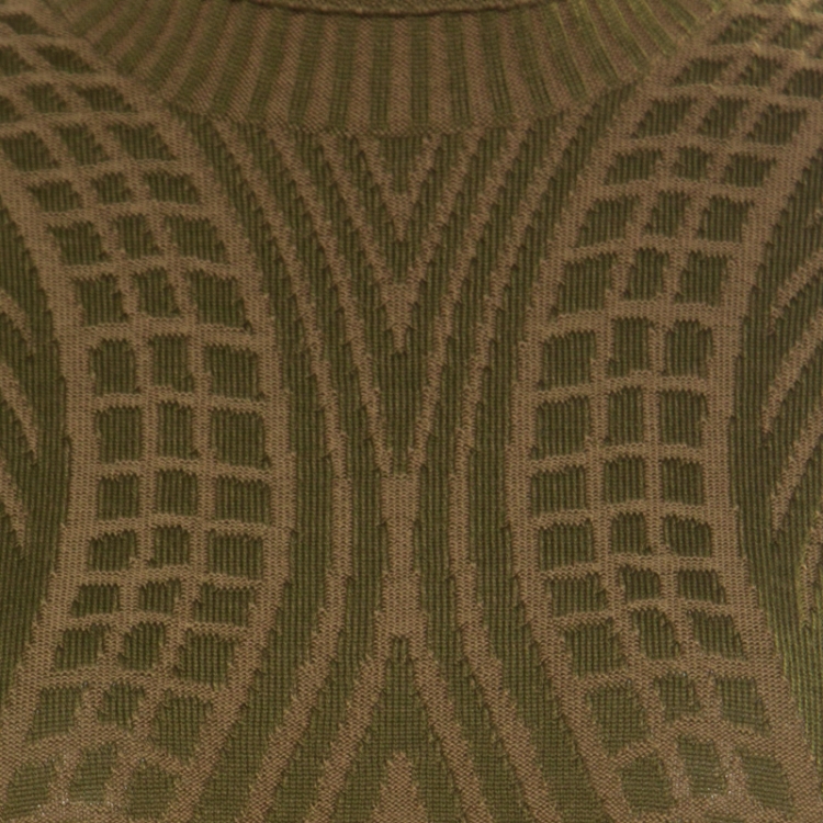 Pre Owned Alexander McQueen Green Patterned Knit Wool Turtleneck Sweater L
