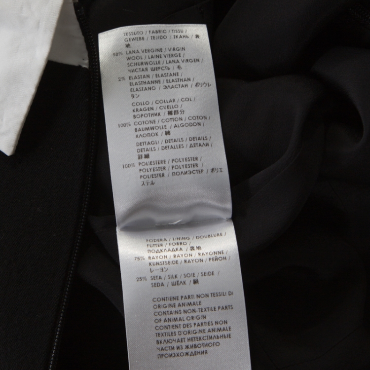 مملوكة مسبقًا Alexander McQueen Black Wool Contrast Trim Peter Pan Collar Sheath Dress M