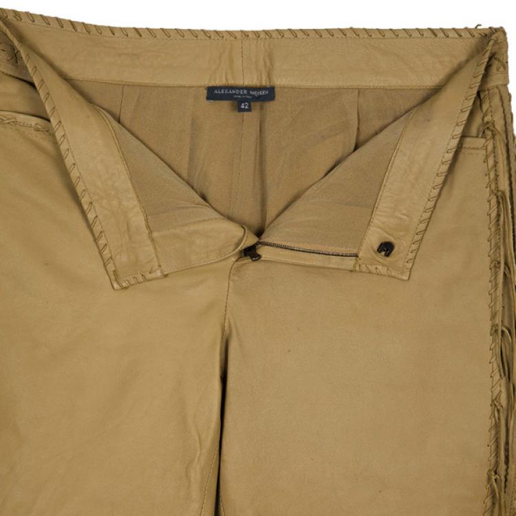 Pre Owned Alexander McQueen Cowboy Fringe Leather Pants M