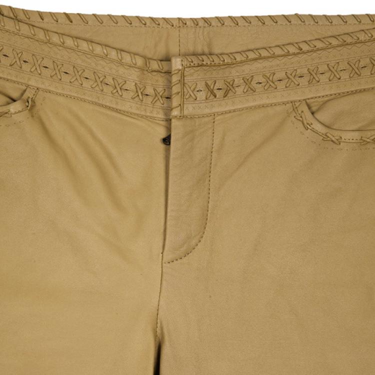 Pre Owned Alexander McQueen Cowboy Fringe Leather Pants M