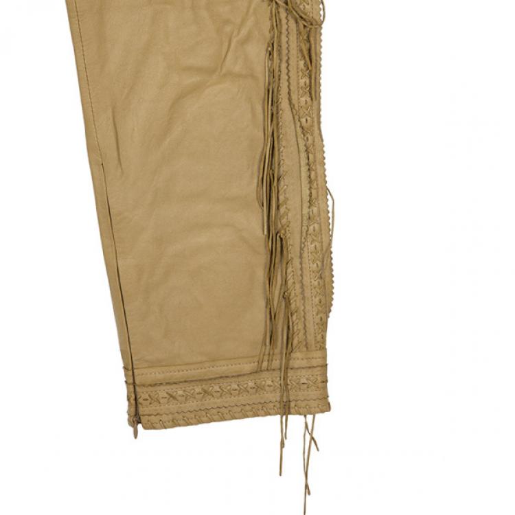 Pre Owned Alexander McQueen Cowboy Fringe Leather Pants M