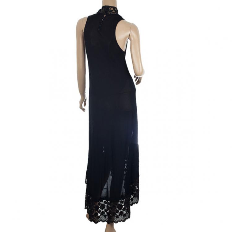 Pre Owned Alexander McQueen Lace Trimming Maxi Dress M