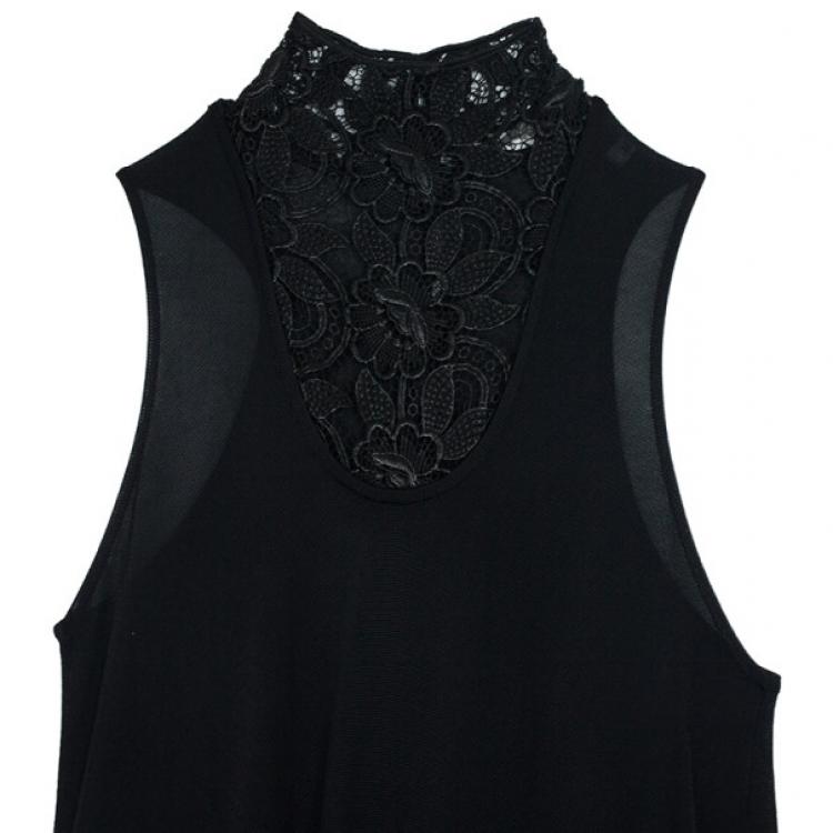 Pre Owned Alexander McQueen Lace Trimming Maxi Dress M