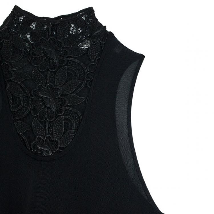 Pre Owned Alexander McQueen Lace Trimming Maxi Dress M