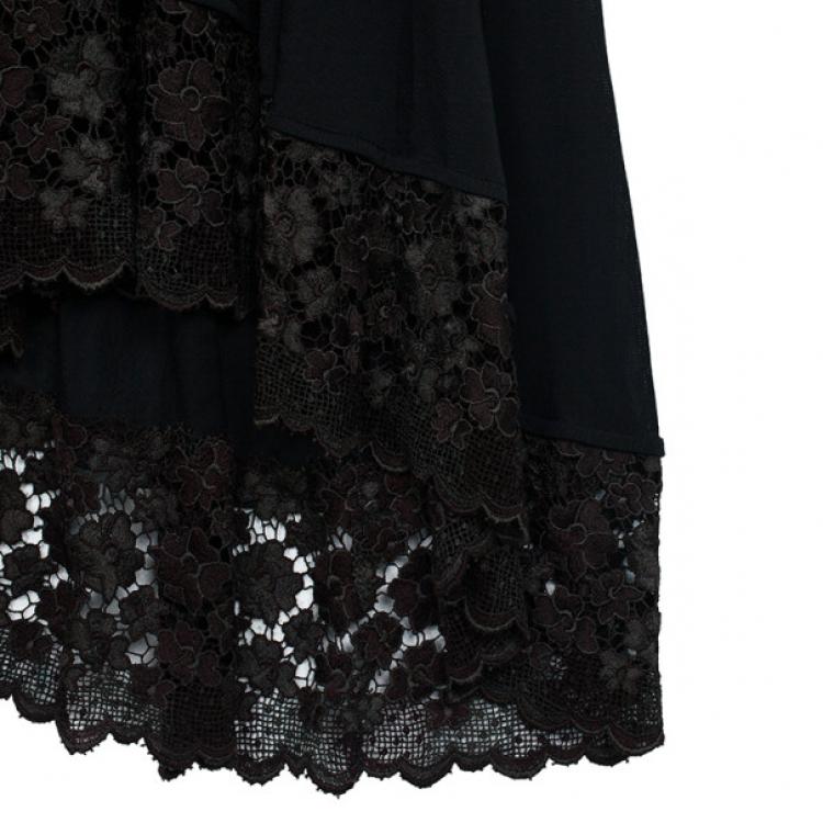 Pre Owned Alexander McQueen Lace Trimming Maxi Dress M