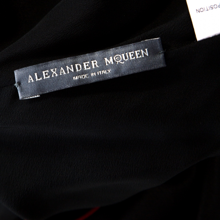مملوكة مسبقًا Alexander McQueen Red Silk Cowl Neck Scoop Back Long Dress L
