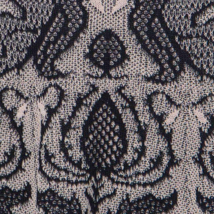 Pre Owned Alexander McQueen Beige and Black Knit Jacquard Silk Blend Mini Dress S