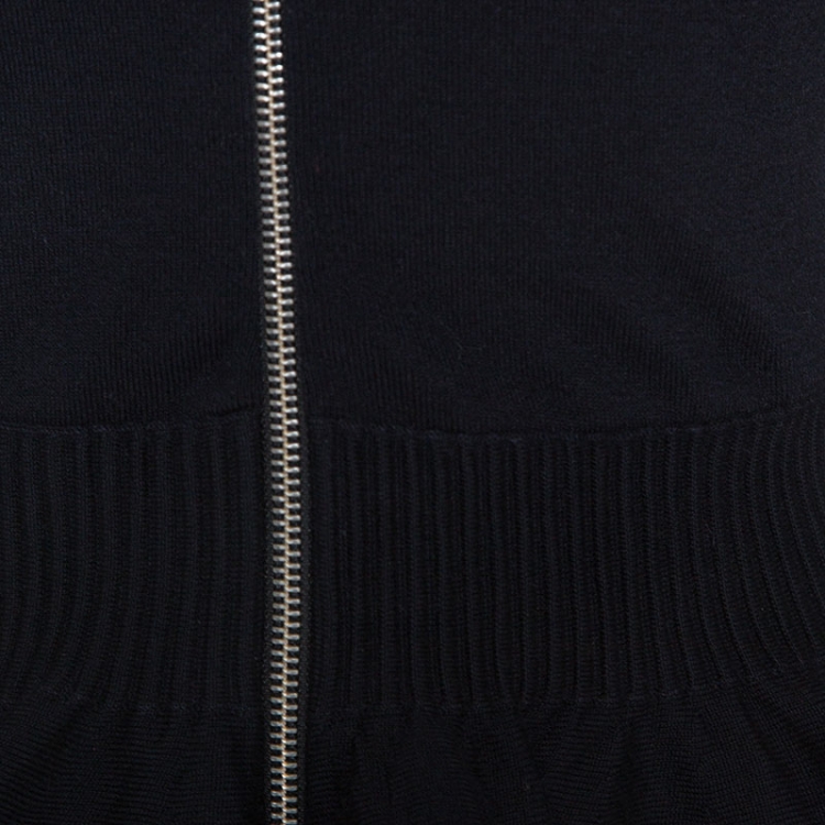 Pre Owned McQ by Alexander McQueen Bicolor Peplum Zip Front Sweater M