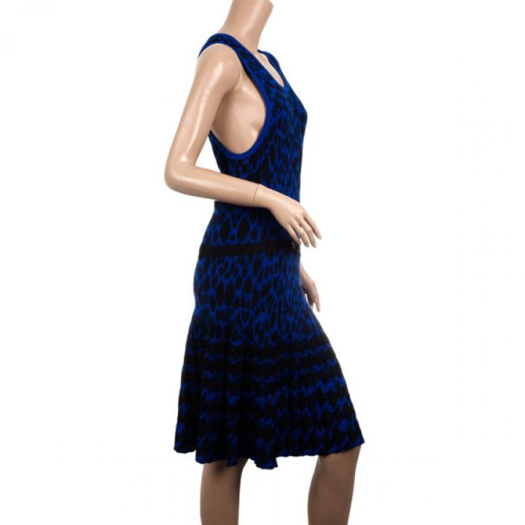 Pre Owned Alexander McQueen Leopard Knitted Jacquard Dress