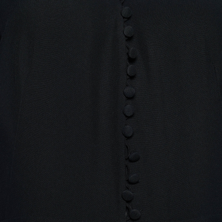 Pre Owned Alexander McQueen Black Crepe Sheer Sleeve Wide Leg Jumpsuit M