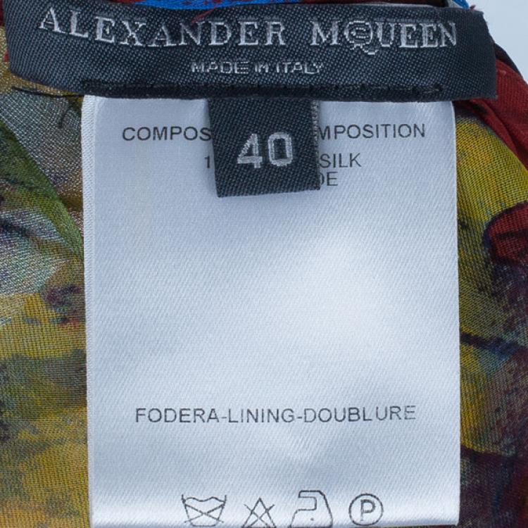 Pre Owned Alexander McQueen Multicolour Printed Silk Top S