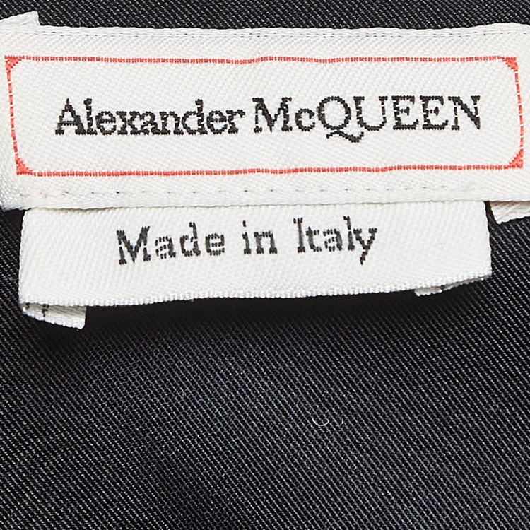 Pre Owned Alexander McQueen Black Strom Print Synthetic Midi Dress S