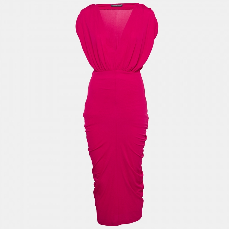 Pre Owned Alexander McQueen Pink Jersey Midi Dress S
