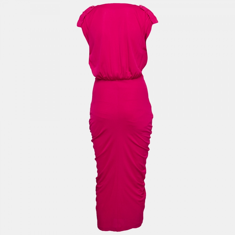 Pre Owned Alexander McQueen Pink Jersey Midi Dress S