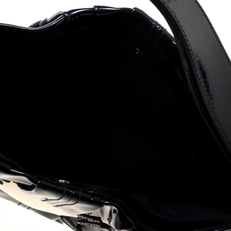 Pre Owned Alexander McQueen Black Patent Leather Clover Hobo