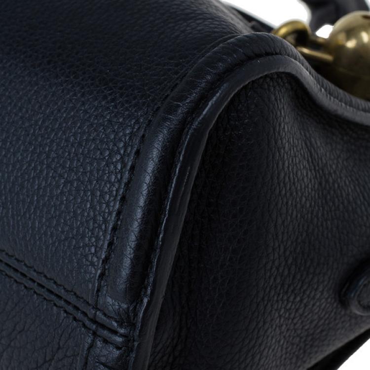 Pre Owned Alexander McQueen Black Leather Mini Padlock Tote