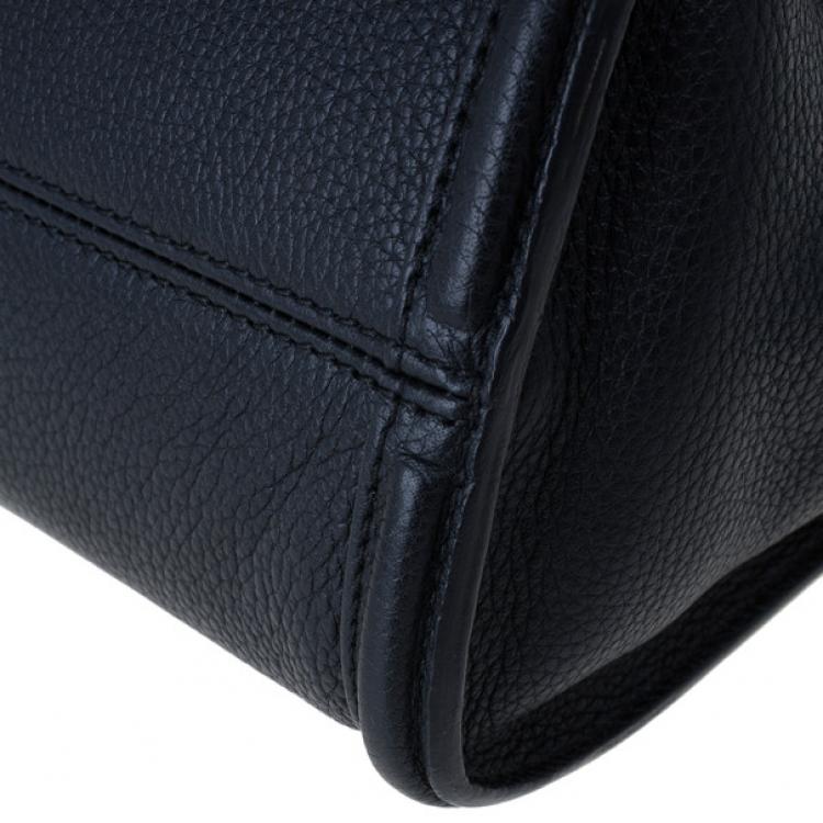 Pre Owned Alexander McQueen Black Leather Mini Padlock Tote