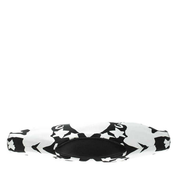 Pre Owned Alexander McQueen White/Black Printed Satin Medium De Manta Clutch
