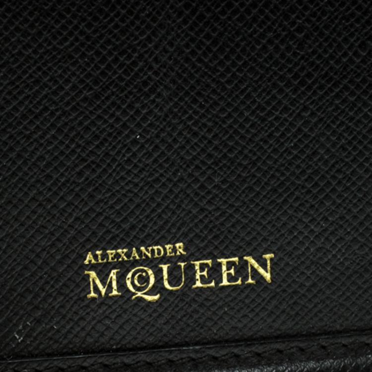 Pre Owned Alexander McQueen Black Leather Trifold Continental Wallet
