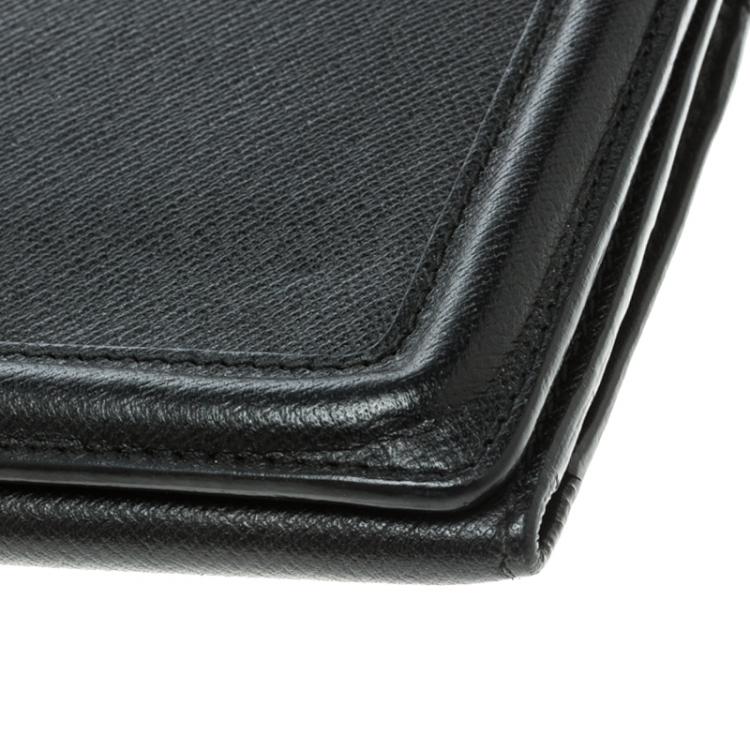 Pre Owned Alexander McQueen Black Leather Trifold Continental Wallet
