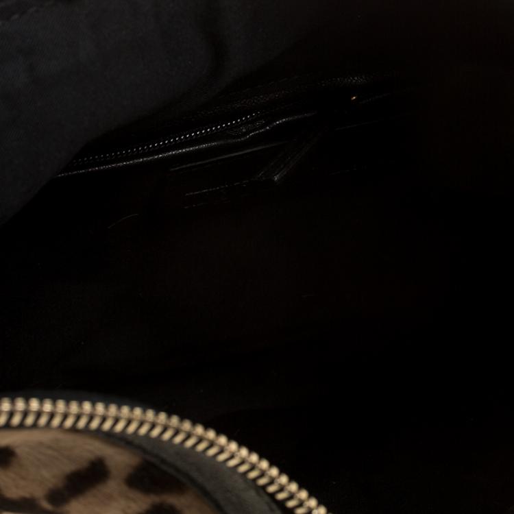 Pre Owned Alexander McQueen Leopard Print Calfhair Medium De Manta Clutch