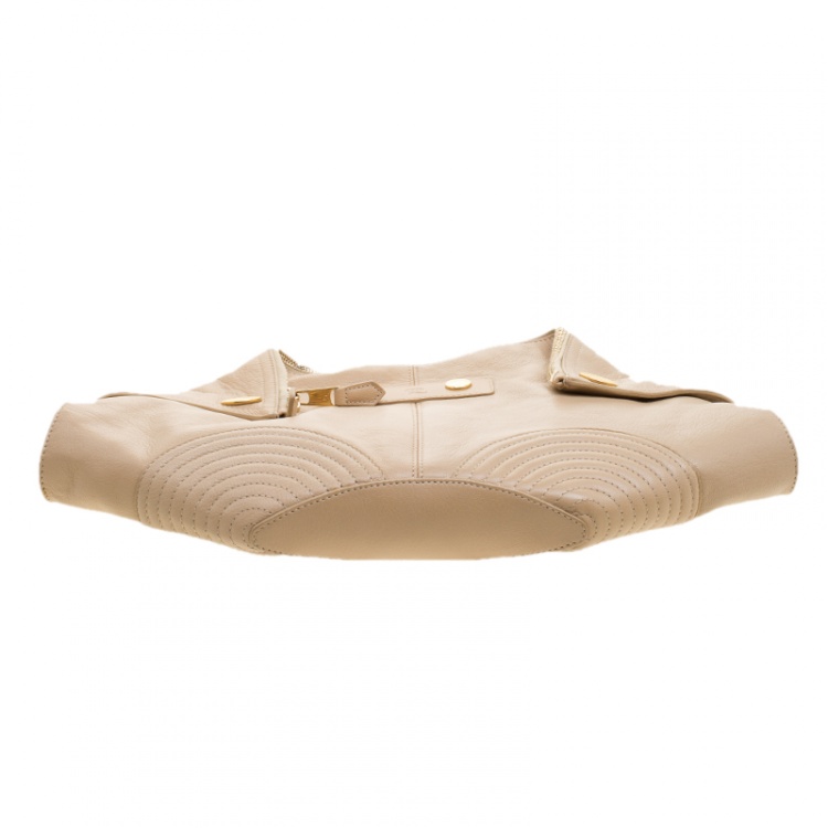 Pre Owned Alexander McQueen Beige Leather Medium Faithful De Manta Clutch