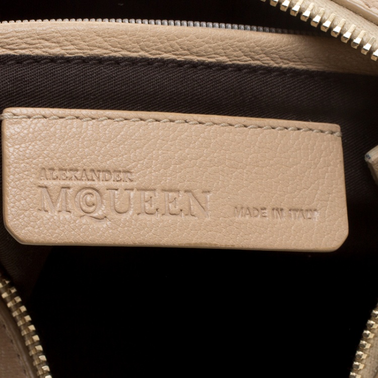 Pre Owned Alexander McQueen Beige Leather Medium Faithful De Manta Clutch
