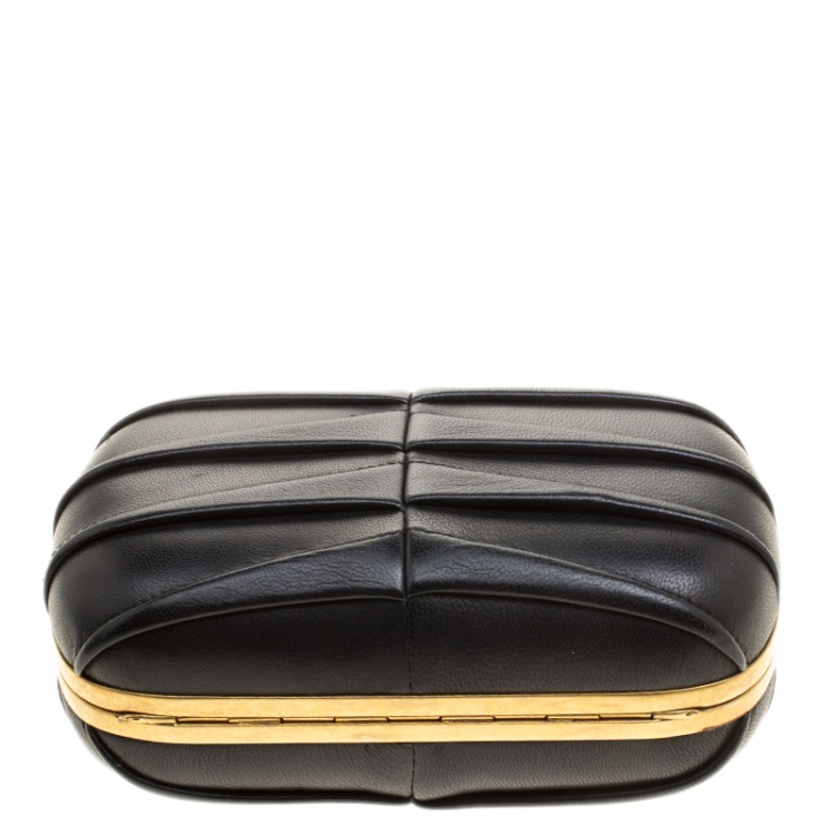 Pre Owned Alexander Mcqueen Black Leather Skull Box Clutch