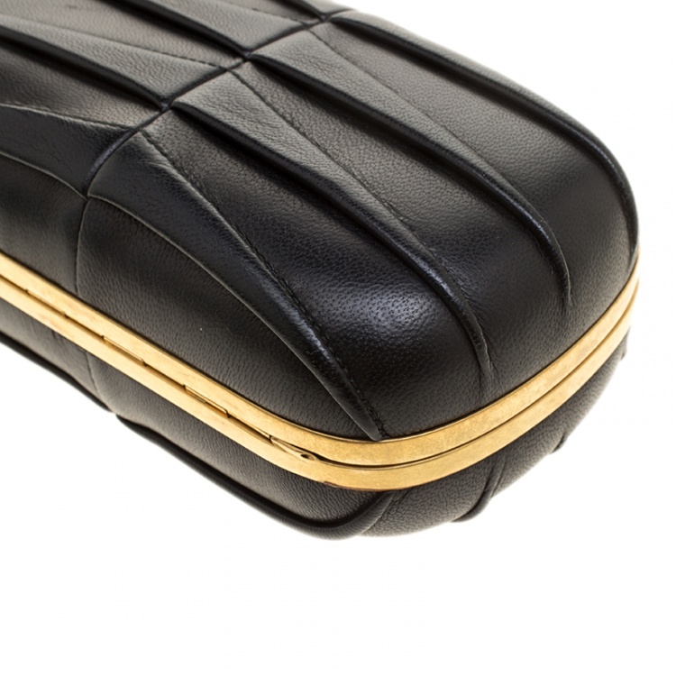 Pre Owned Alexander Mcqueen Black Leather Skull Box Clutch