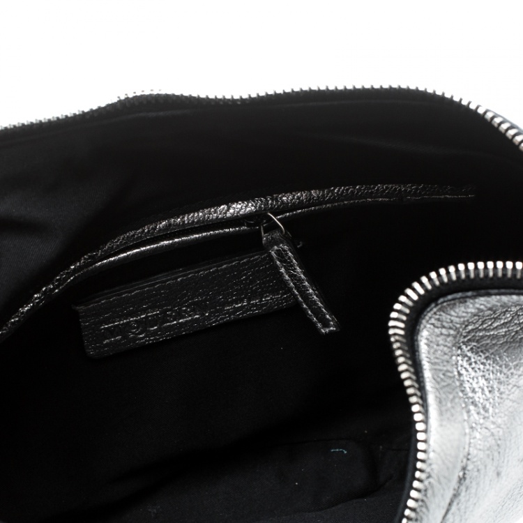 Pre Owned Alexander McQueen Metallic Silver Leather Small De Manta Clutch