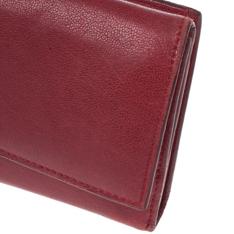 Pre Owned Alexander McQueen Red Leather Skull Continental Wallet