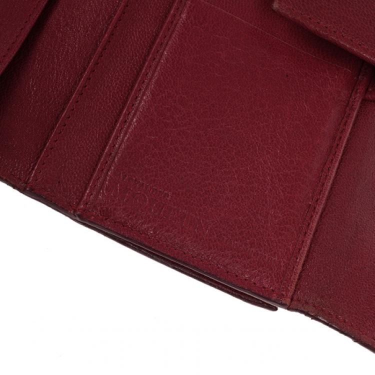 Pre Owned Alexander McQueen Red Leather Skull Continental Wallet