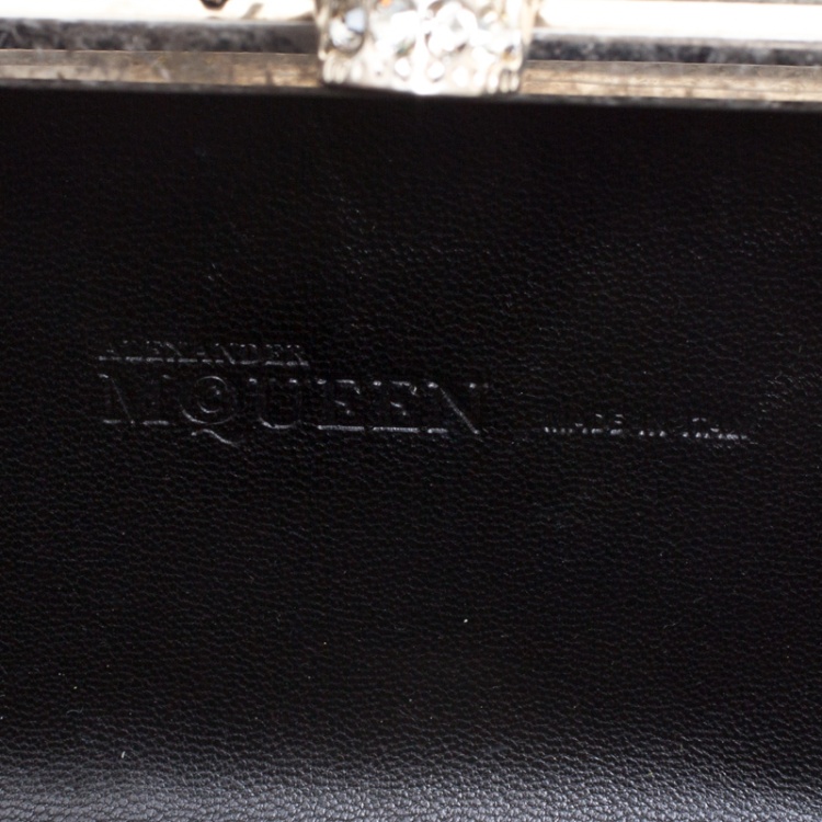 Pre Owned Alexander McQueen Black Leather Skull Box Clutch