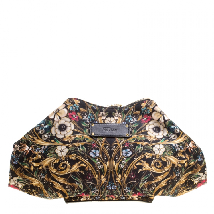 Pre Owned Alexander McQueen Multicolor Printed Fabric Medium De Manta Clutch