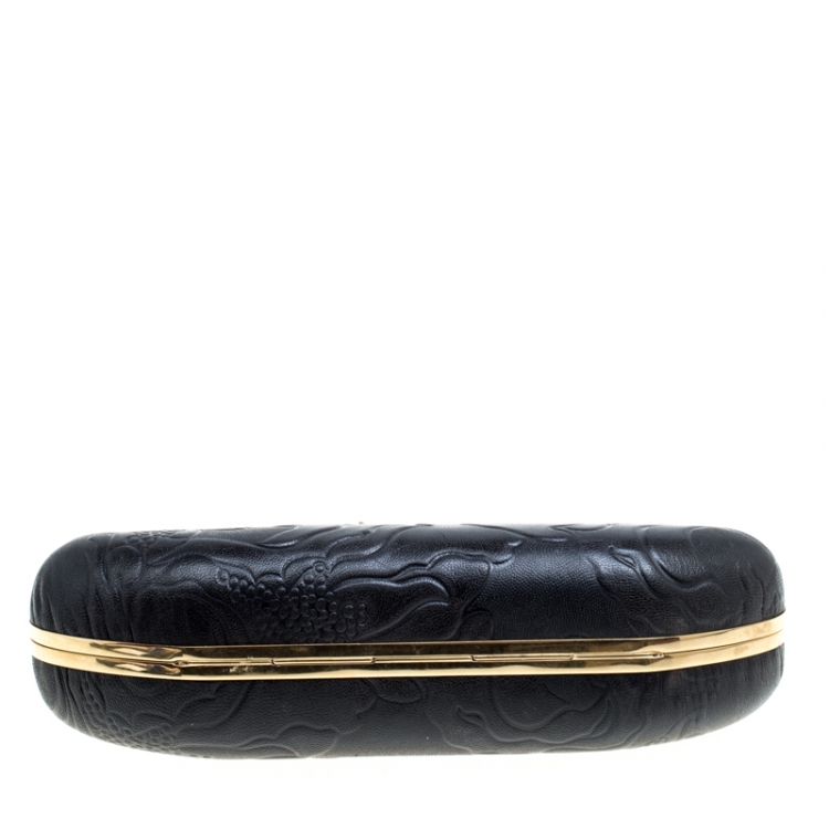 مملوكة مسبقًا Alexander McQueen Black Leather Hell's Knuckle Duster Skull Box Clutch