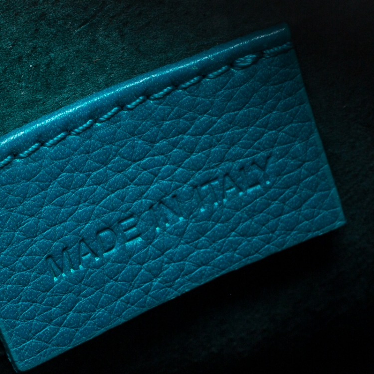 Pre Owned Alexander McQueen Teal Leather Mini Heroine Top Handle Shoulder Bag