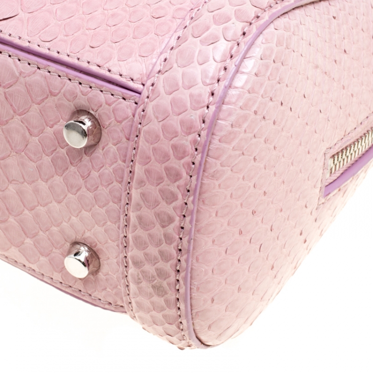 Pre Owned Alexander McQueen Bubble Gum Pink Python Heroine Top Handle Bag