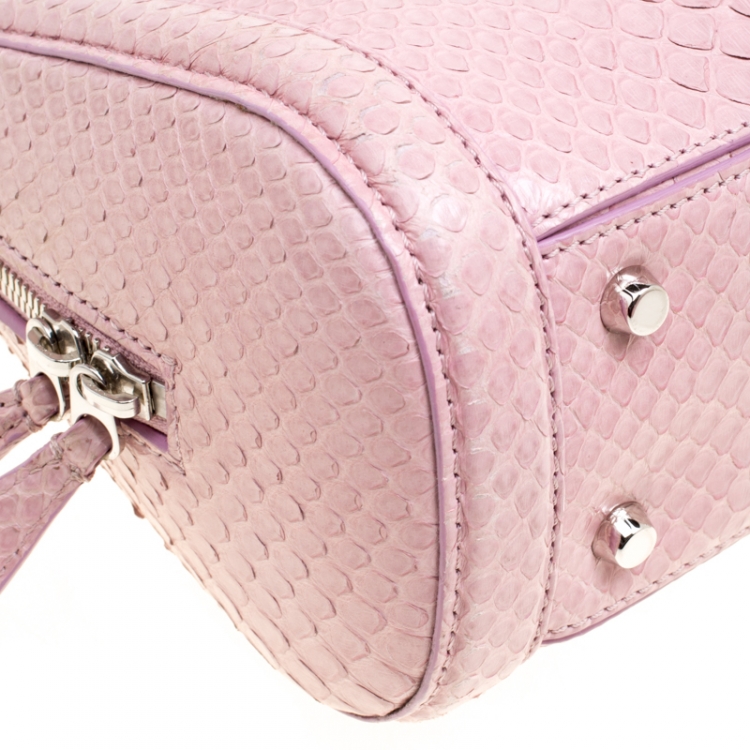 Pre Owned Alexander McQueen Bubble Gum Pink Python Heroine Top Handle Bag