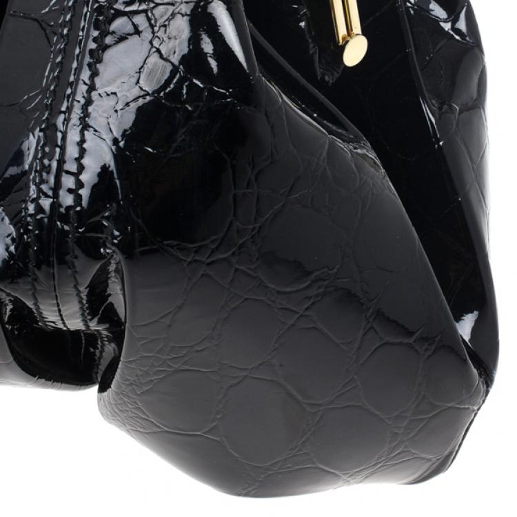Pre Owned Alexander McQueen Black Patent Elvie Leather Bag