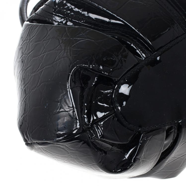 Pre Owned Alexander McQueen Black Patent Elvie Leather Bag