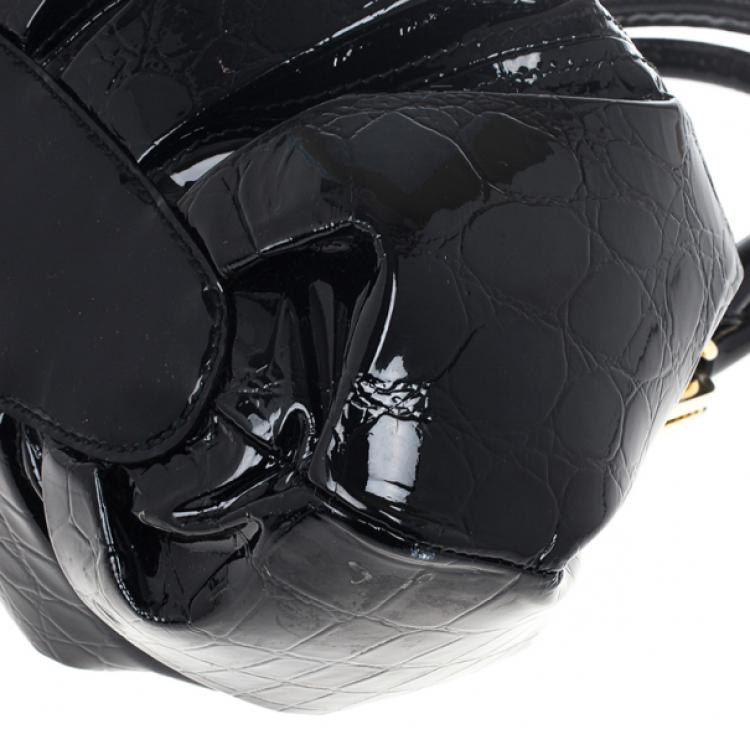 Pre Owned Alexander McQueen Black Patent Elvie Leather Bag