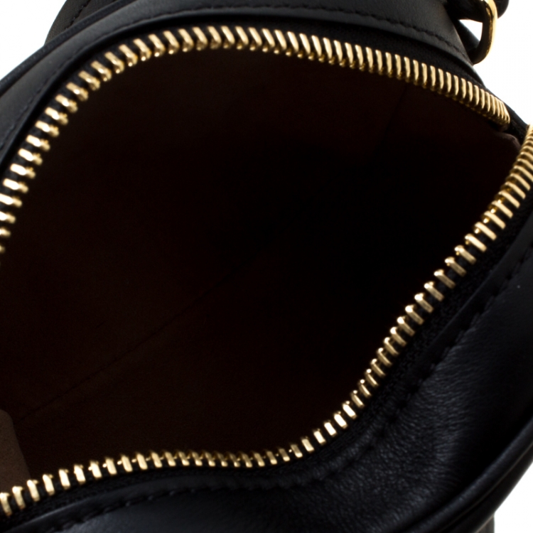 Pre Owned Alexander McQueen Black Leather Eyelet and Stud Camera Crossbody Bag