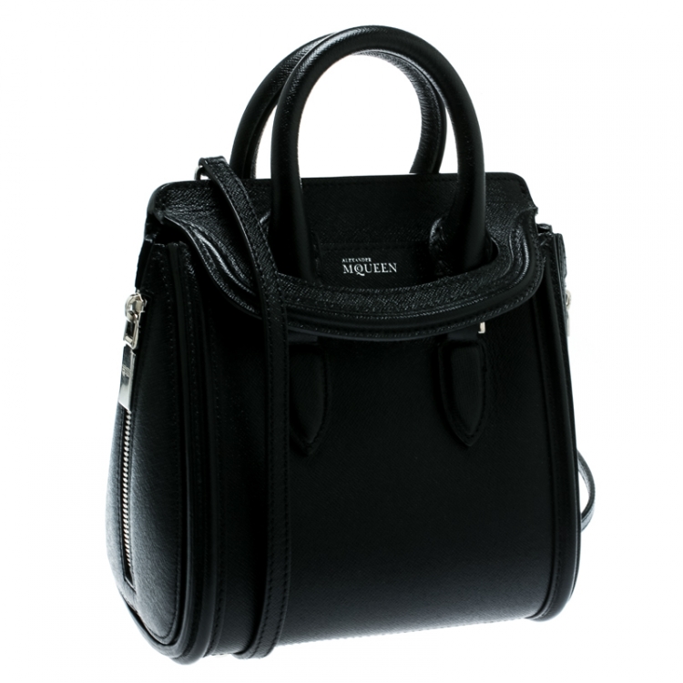 Pre Owned Alexander McQueen Black Leather Mini Heroine Bag