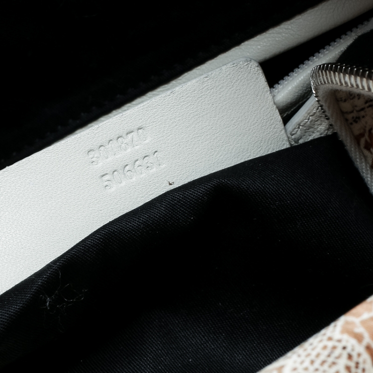 Pre Owned Alexander McQueen White Printed Satin Medium De Manta Clutch