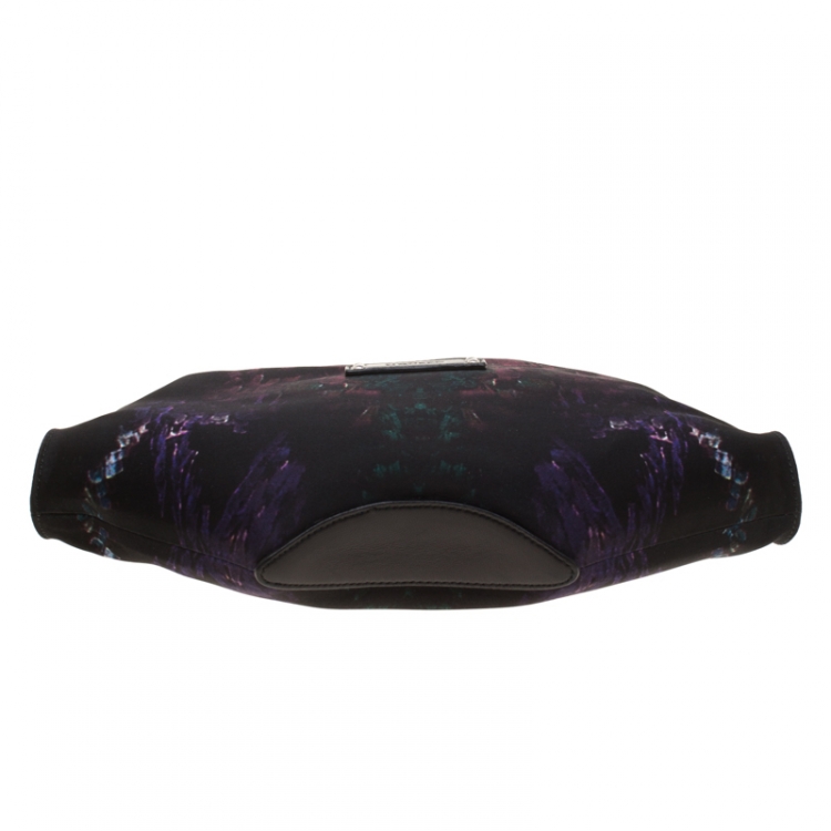Pre Owned Alexander McQueen Black Printed Satin Small De Manta Clutch
