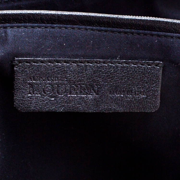Pre Owned Alexander McQueen Black Leather Large De Manta Tote