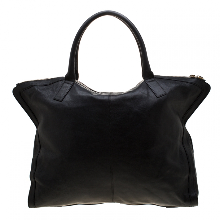 Pre Owned Alexander McQueen Black Leather Large De Manta Tote